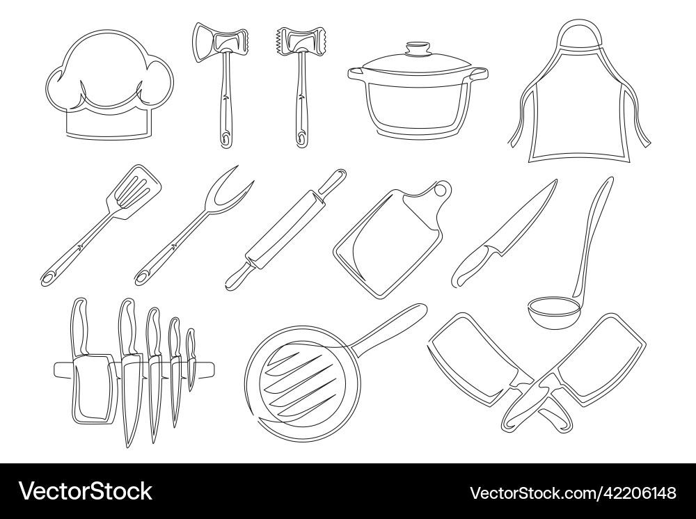 Set aus einer Linie mit einer Küche Set aus einer Linie mit einer Küche vektorbild