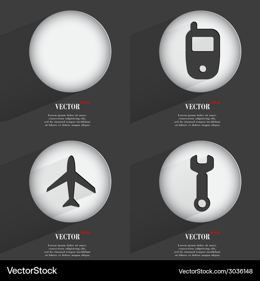 Set of trendy buttons icons with long shadow Vector Image