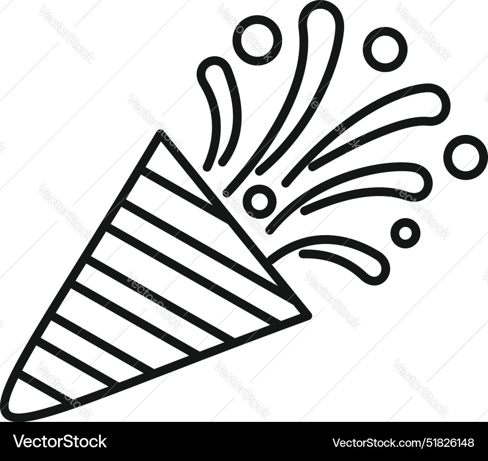 Striped party popper exploding with confetti Striped party popper exploding with confetti vector image