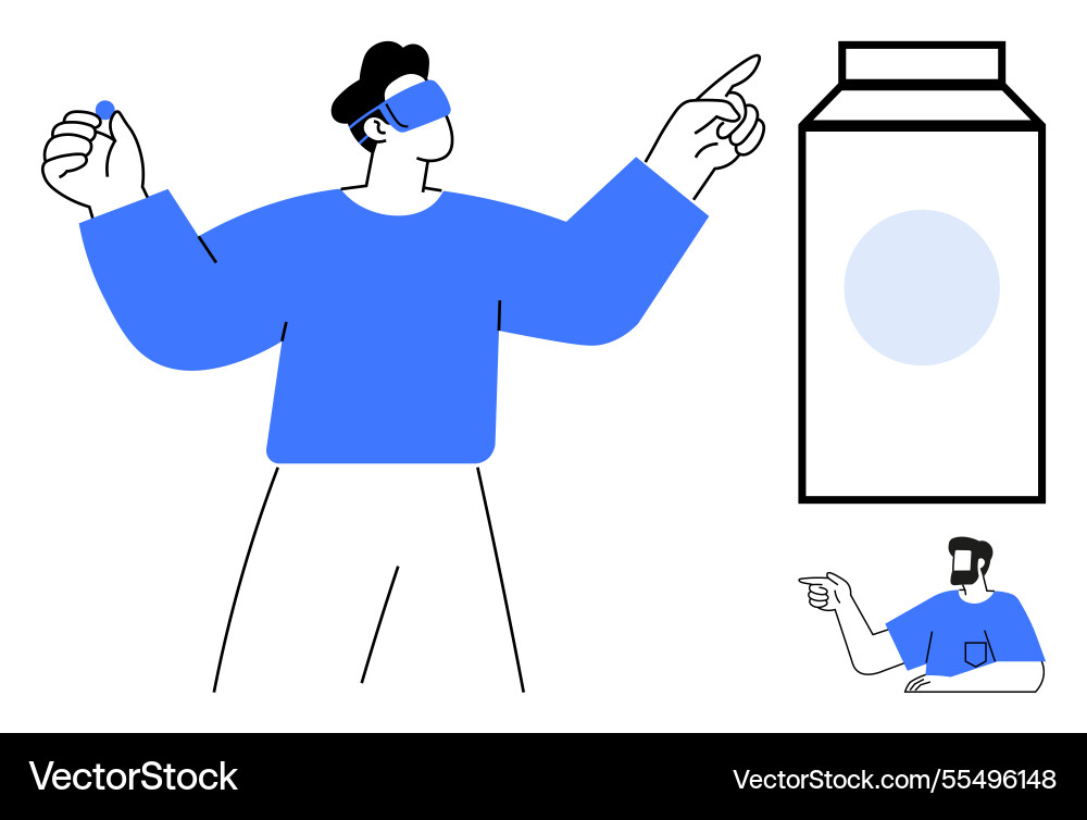 Virtual reality interaction with digital objects Virtual reality interaction with digital objects vector image