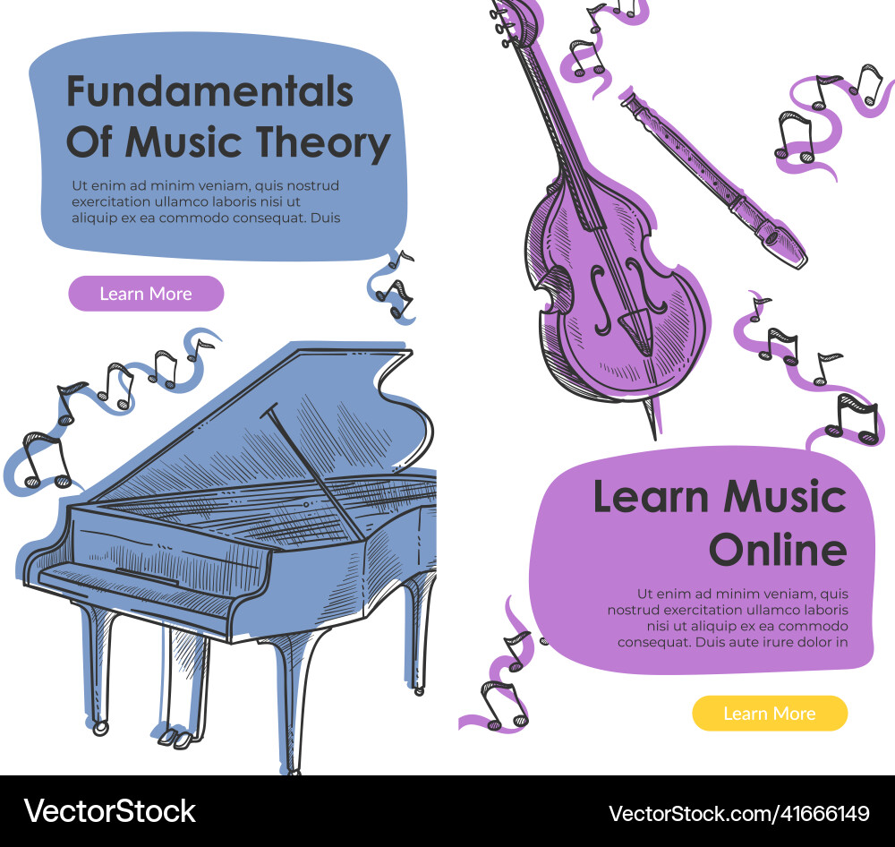 Fundamentals of music theory learn online web Vector Image