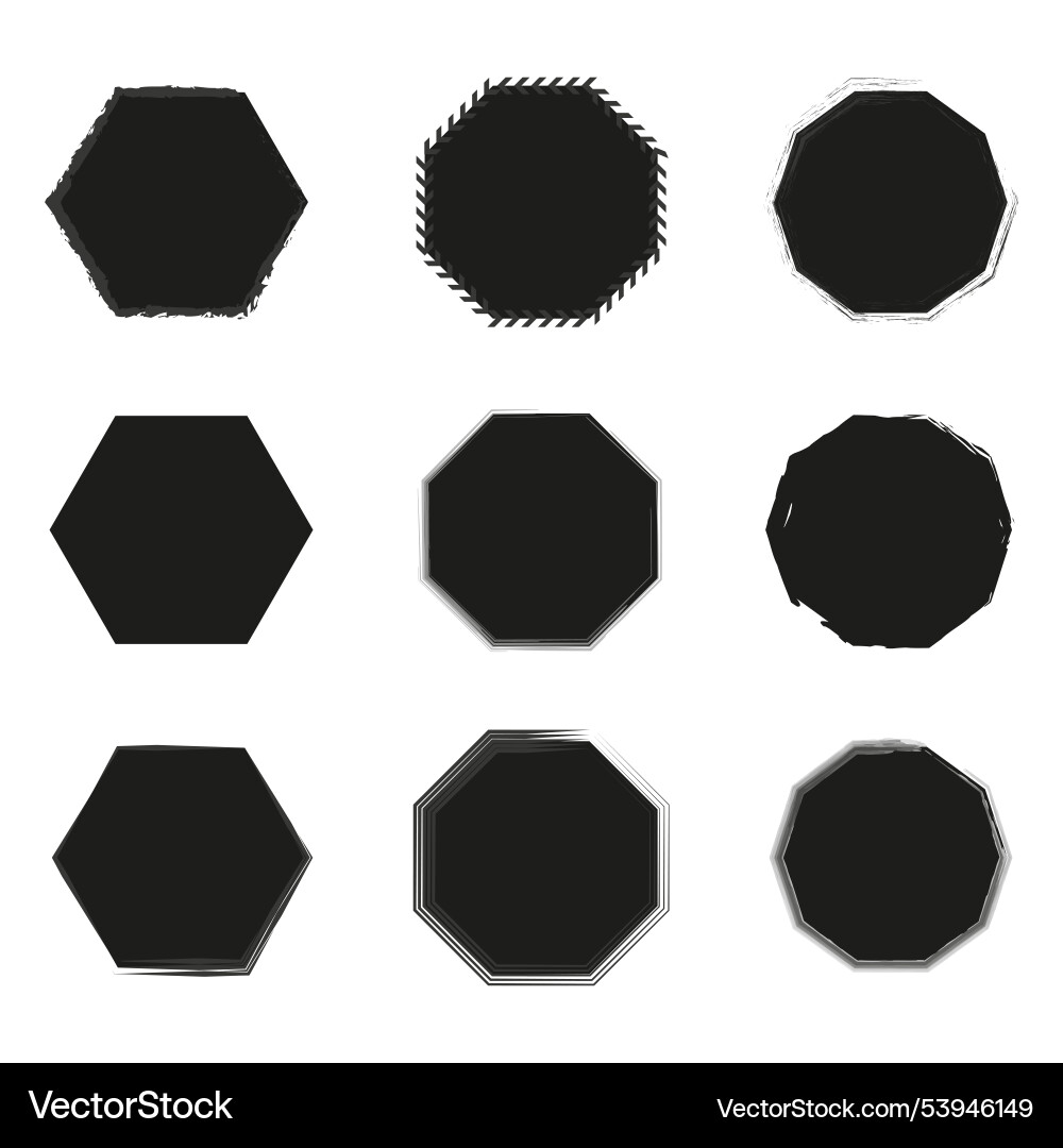 Geometric shape icons hexagon and octagon forms Geometric shape icons hexagon and octagon forms vector image