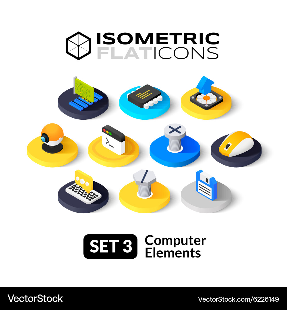 Isometric Computer Icons Set Vector Image