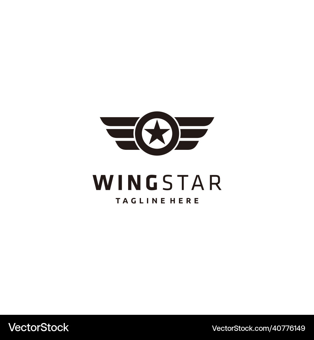 Wings star minimalist vintage logo design i Wings star minimalist vintage logo design i vektorbild