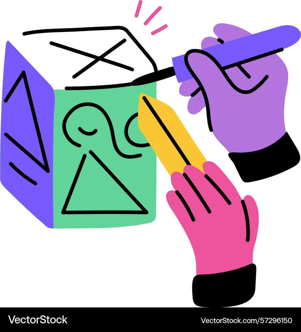 A flat style showing block carving Vector Image