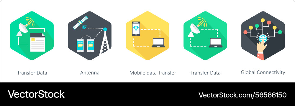 A set of 5 communication icons as transfer data Vector Image