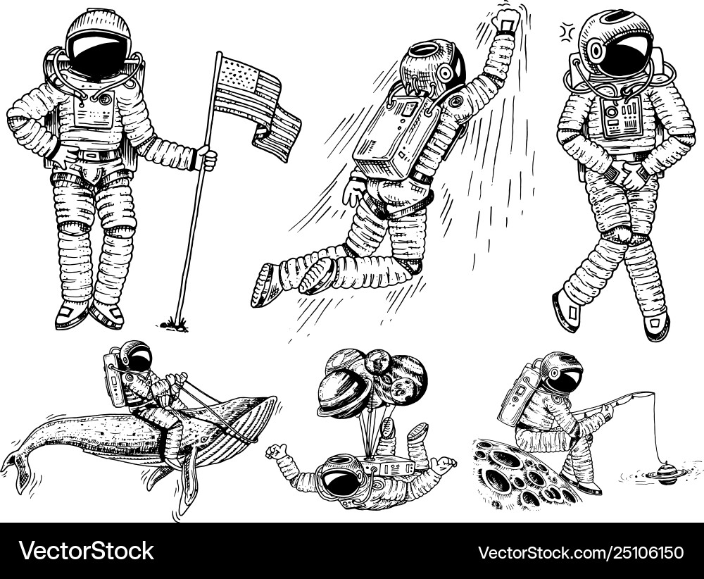 Astronauts in Space - Dynamic Collection vector image