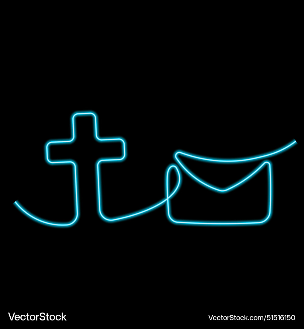 Christian icon cross and envelope in one line Christian icon cross and envelope in one line vector image