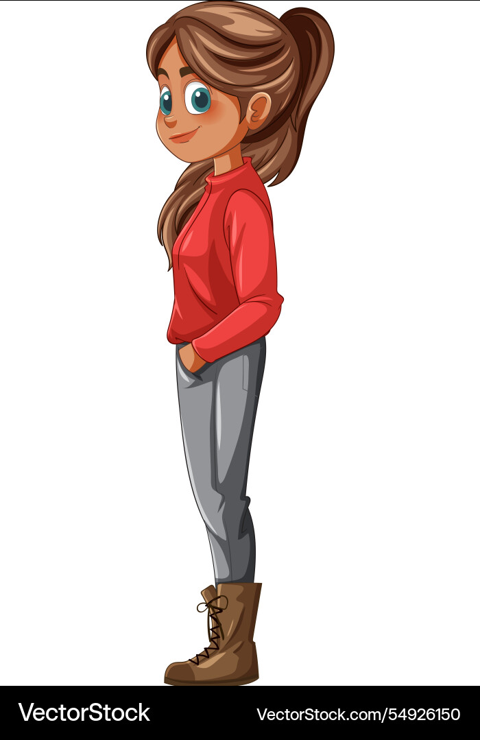 Confident Young Girl in Jeans and Jacket Vector Image