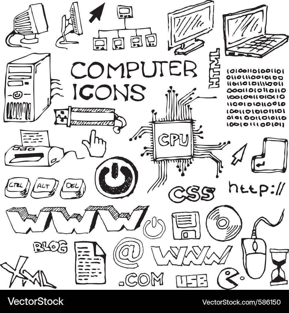 Digital Computer Icons Vector Image
