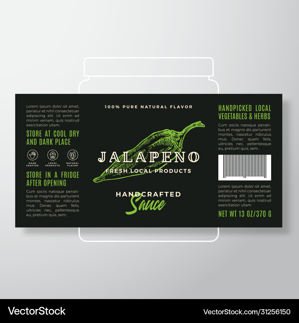 Handcrafted vegetables and herbs sauce label Handcrafted vegetables and herbs sauce label vector image