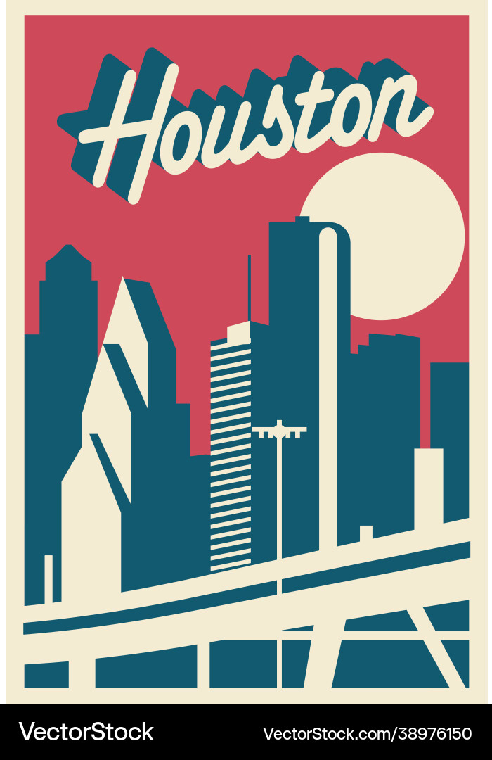 Houston Skyline Postcard vector image