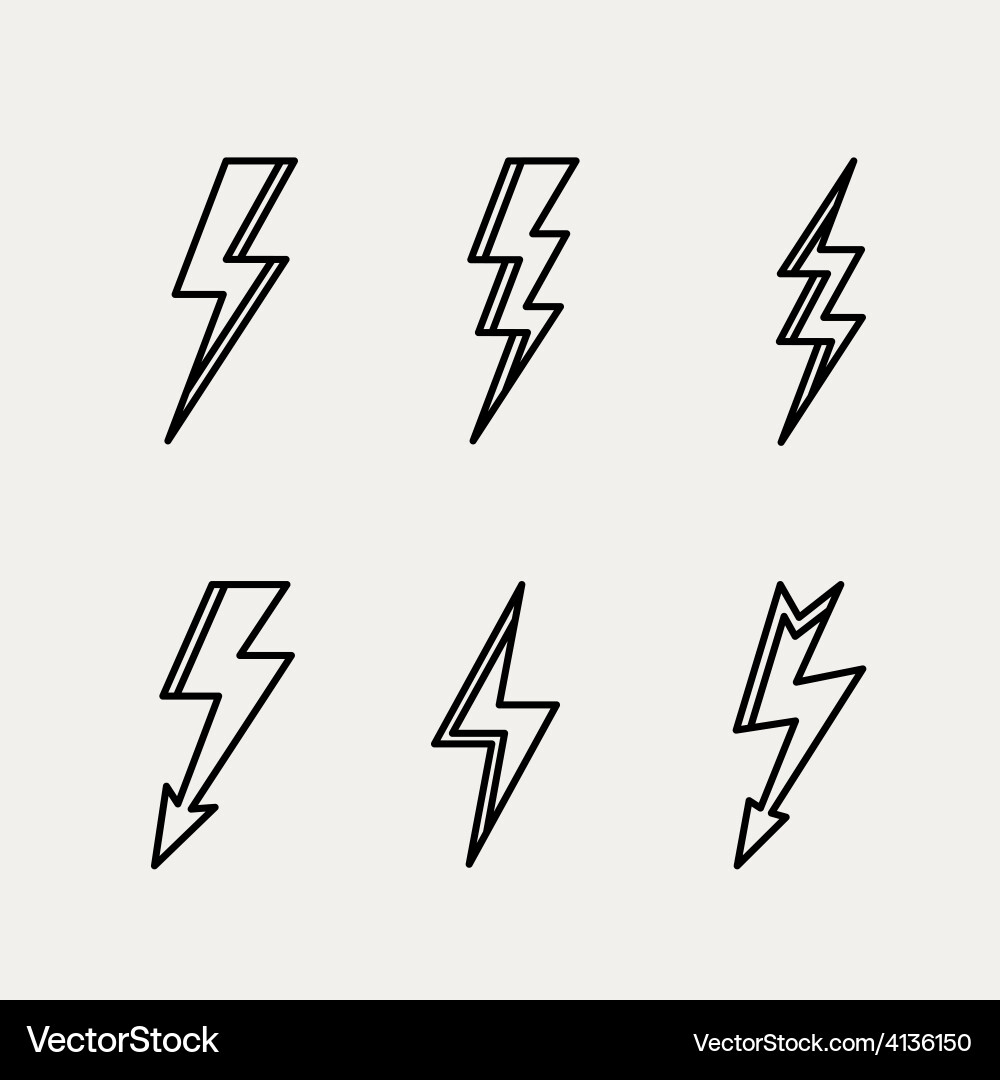 Lightning icon minimal linear contour outline vector image