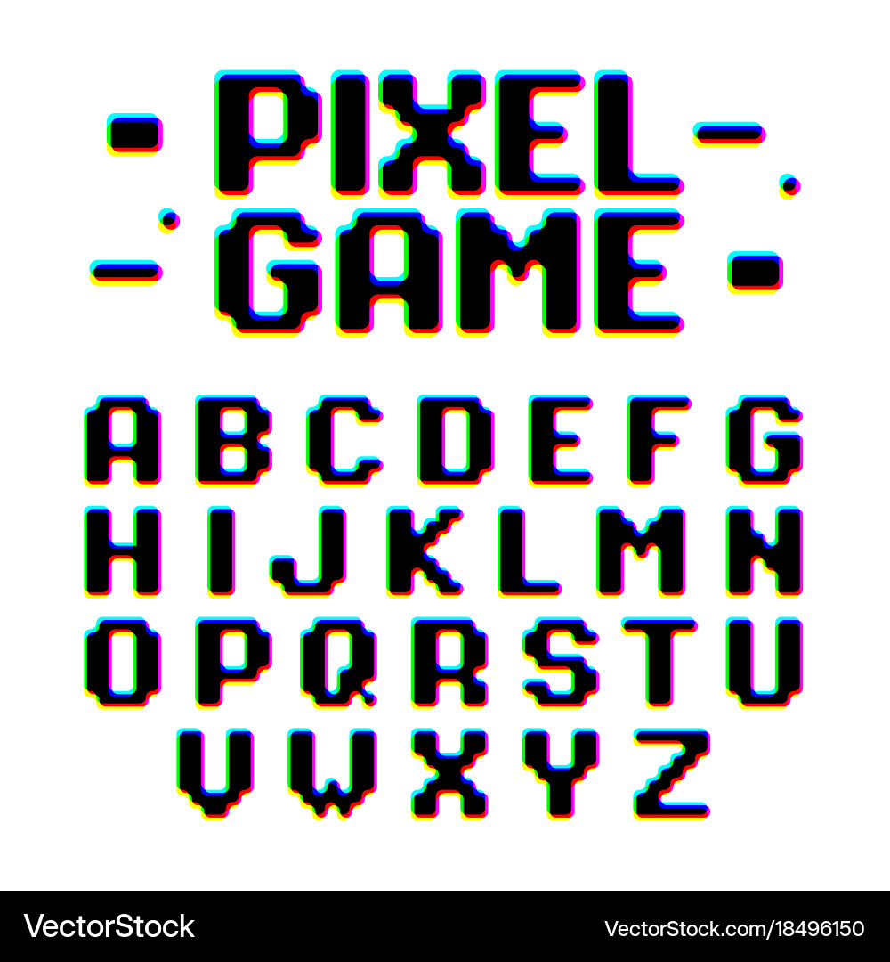 Pixel Font Retro Distortion vector image