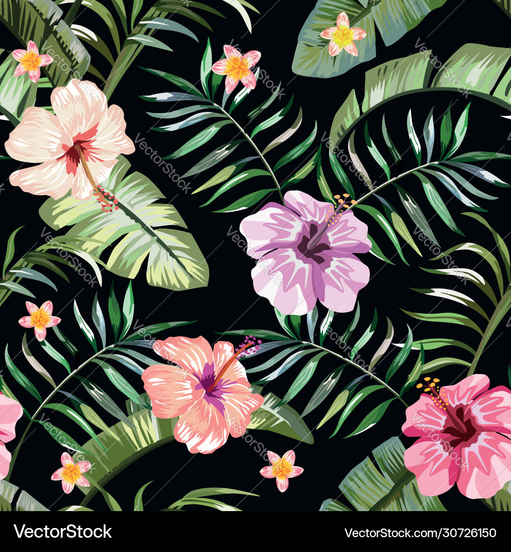 Tropical Floral Pattern Vector Image