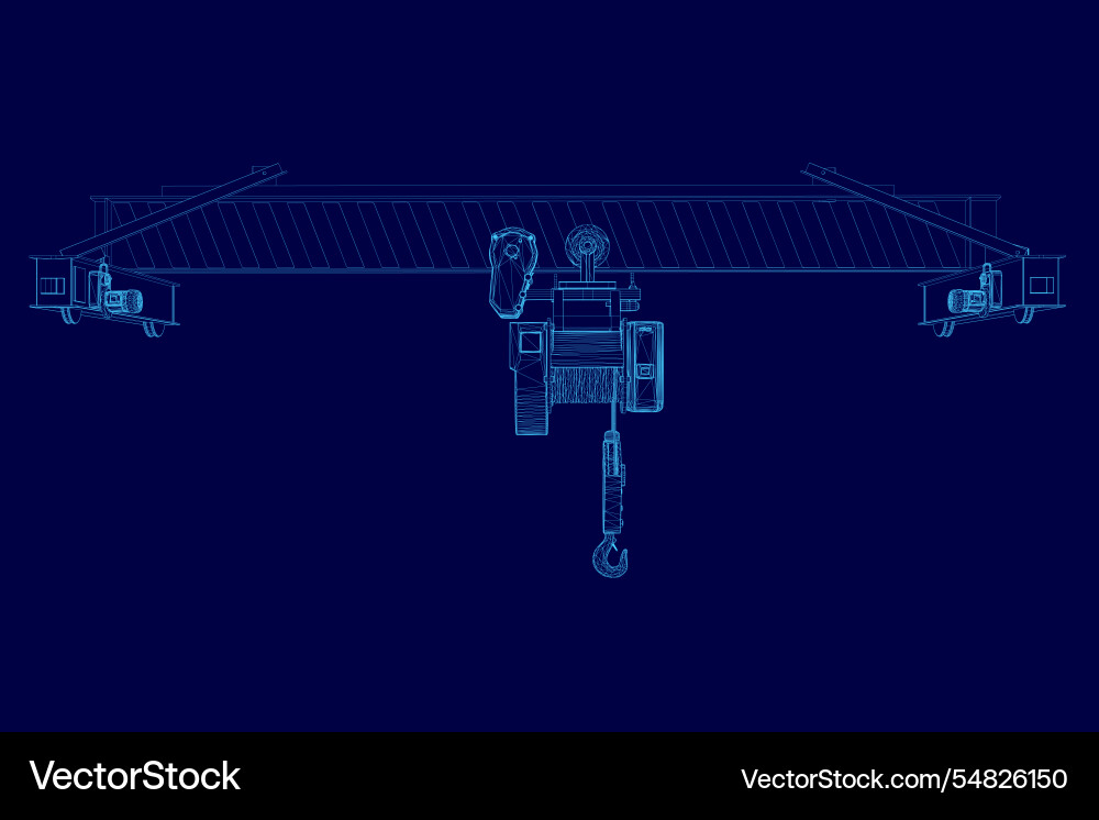 Wireframe of lifting stationary crane from blue Wireframe of lifting stationary crane from blue vector image