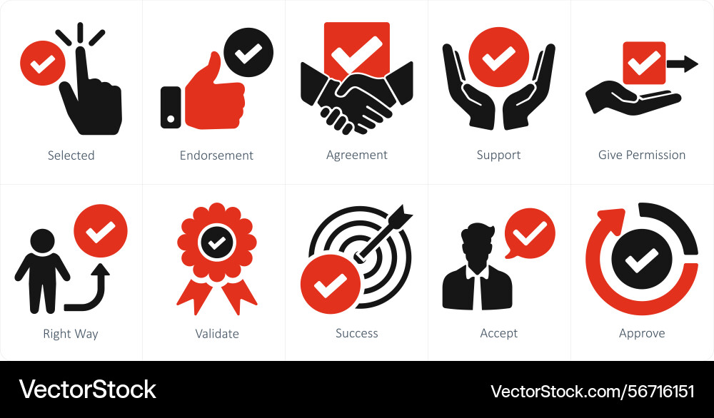 A set of 10 checkmark icons as selected Vector Image