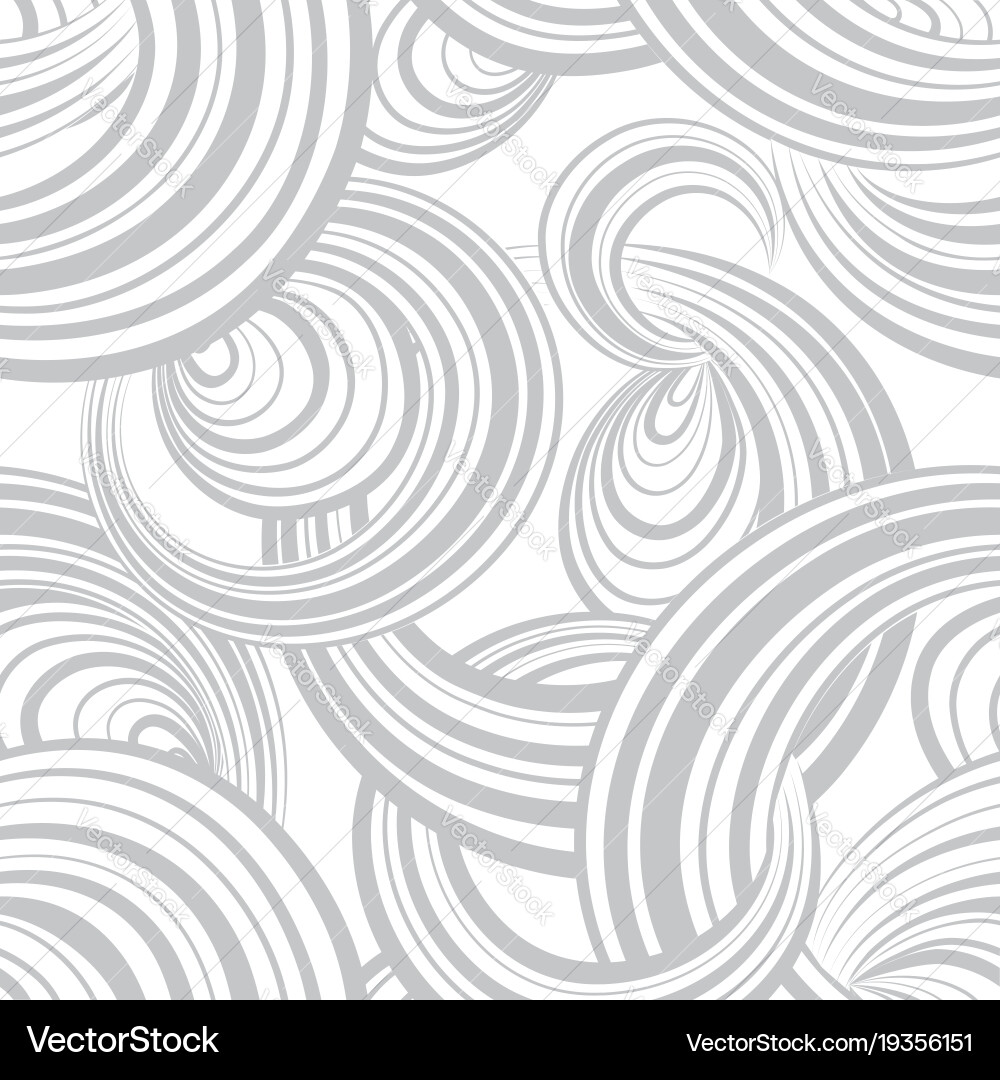 Abstract wave line and loops monochrome seamless vector image