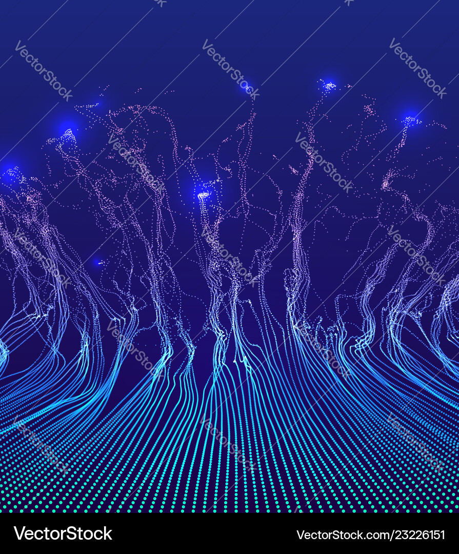 Array with dynamic emitted particles water splash Array with dynamic emitted particles water splash vector image