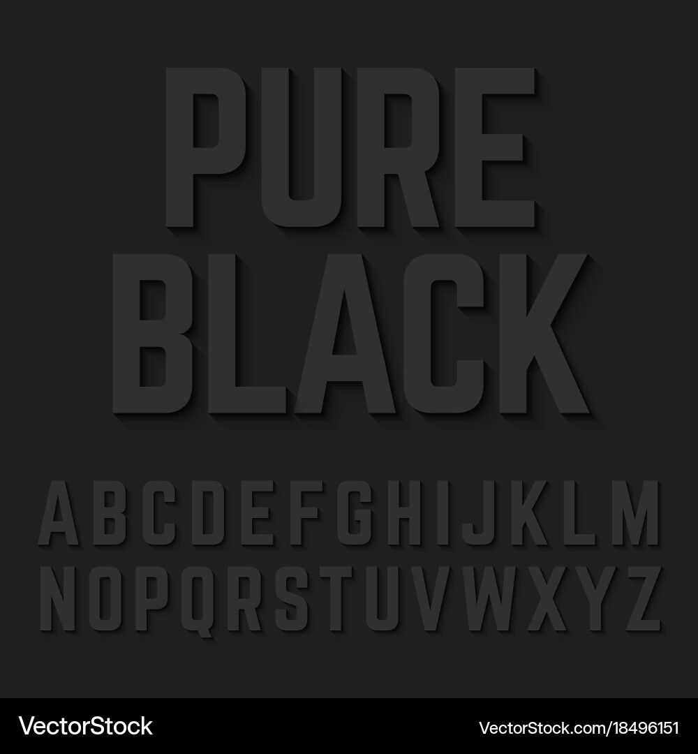 Dark Alphabet with Shadow Effect Vector Image