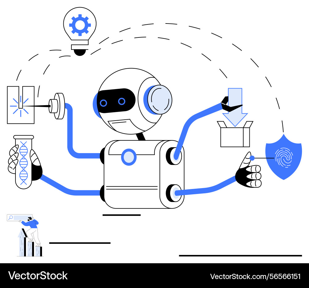 Multifunctional robot performing tasks Vector Image