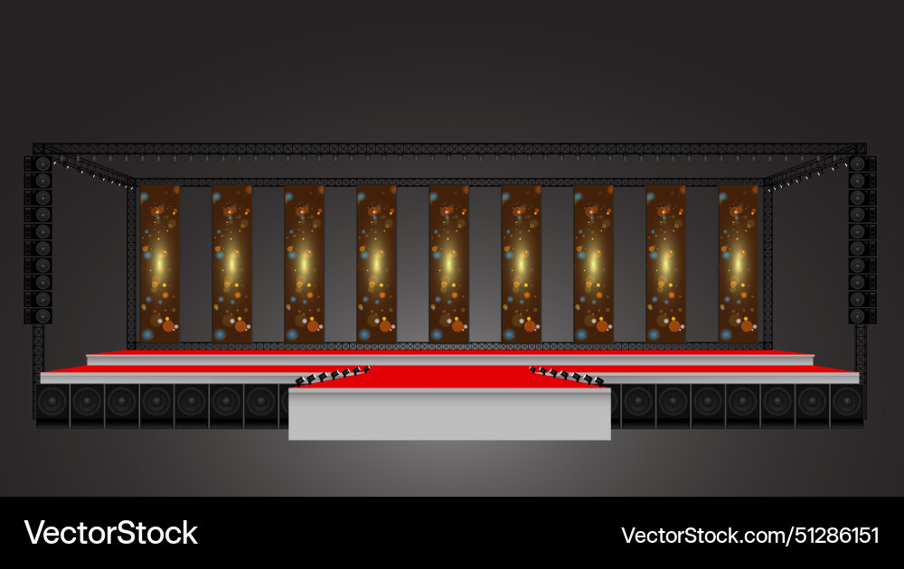 Red stage and speaker with led screen on the truss