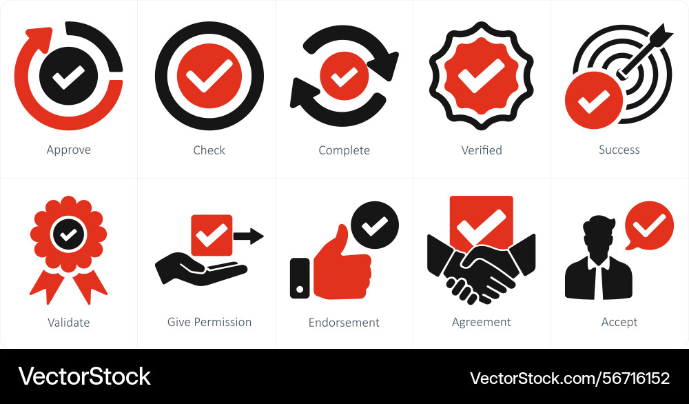 A set of 10 checkmark icons as approve check Vector Image