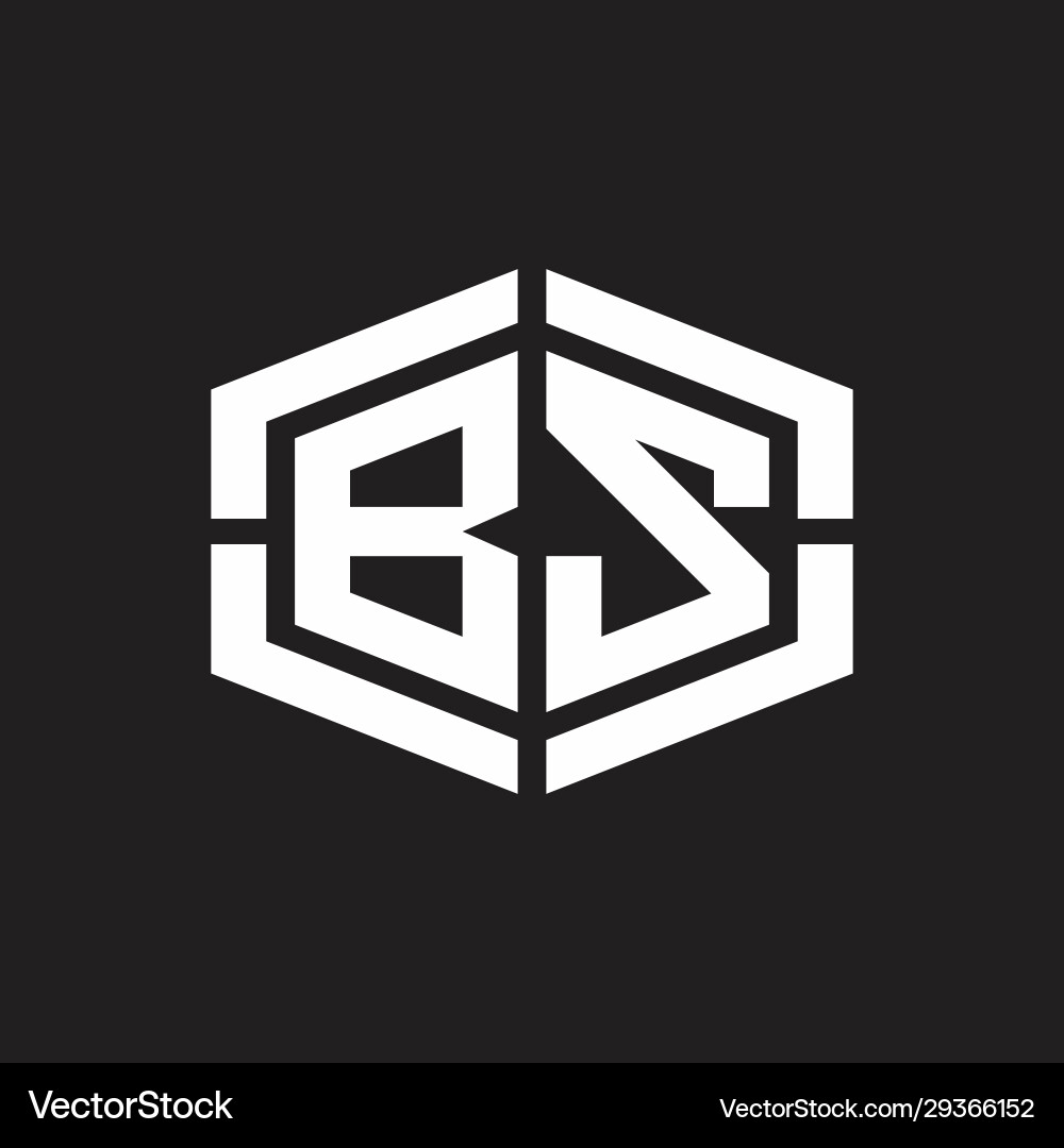 Bs Logo Monogramm mit Sechskantform und Stück Bs Logo Monogramm mit Sechskantform und Stück vektorbild