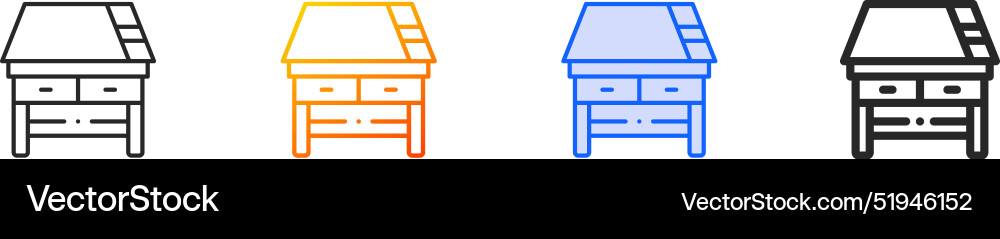 Drawing desk iconthin linear gradient blue stroke Vector Image