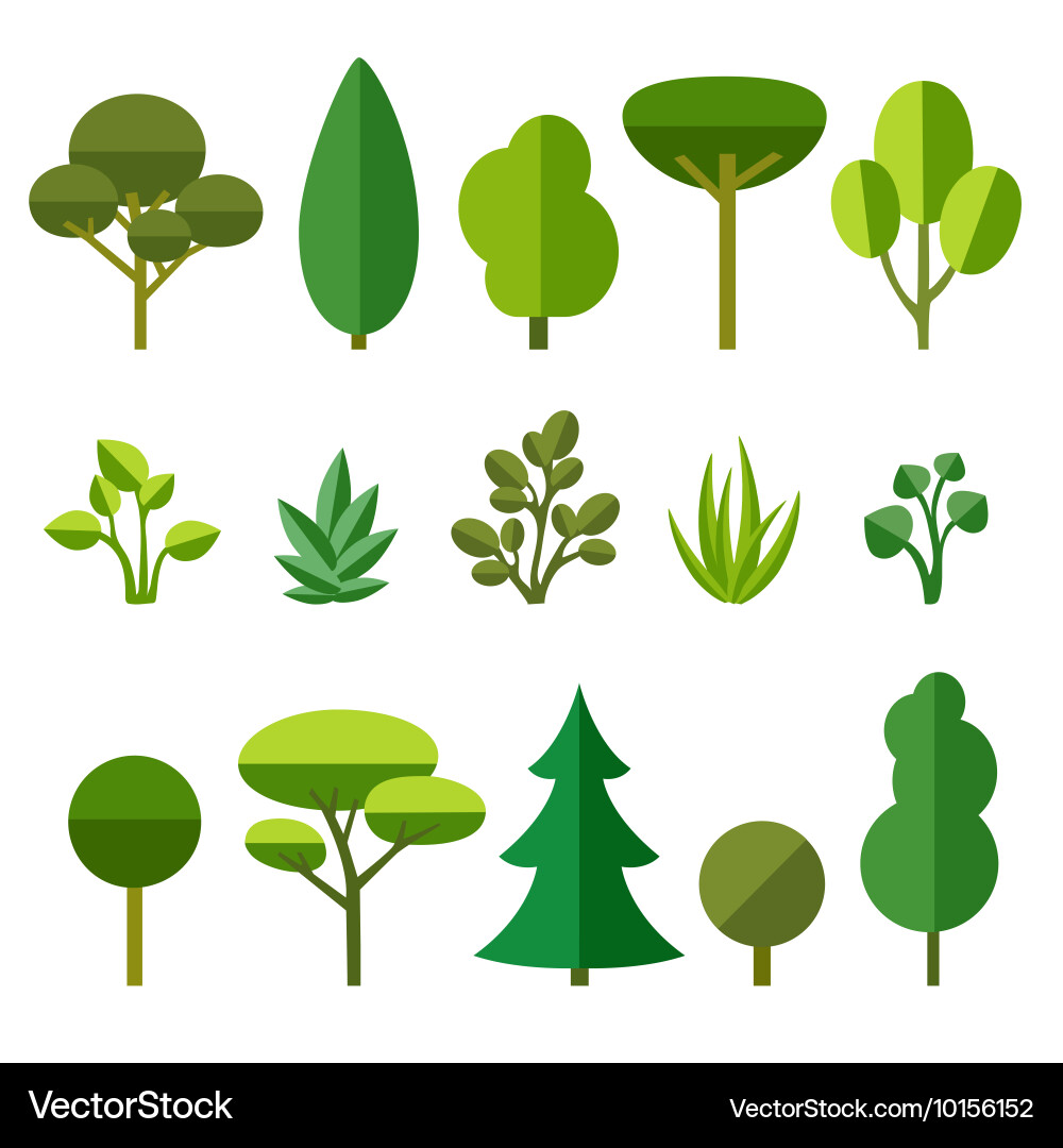 Green Tree Collection Vector Image