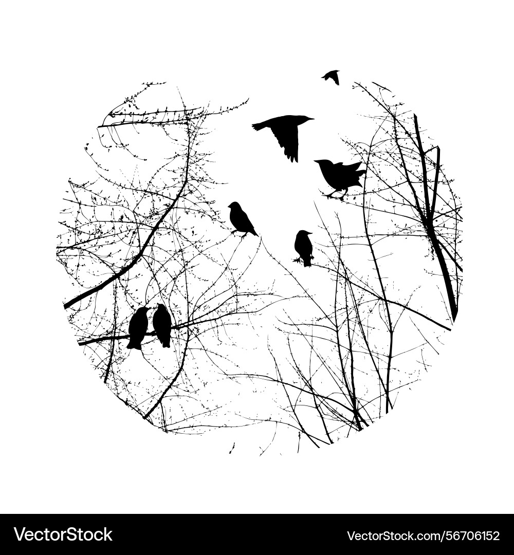 Round abstraction of tree branch and bird hand Round abstraction of tree branch and bird hand Vector Image