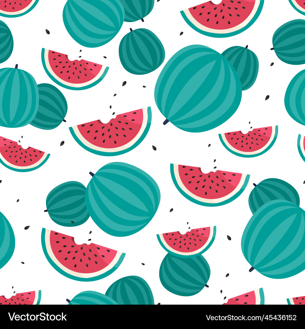 Seamless pattern with pink watermelons vector image