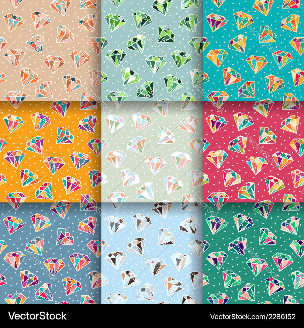 Set of seamless patterns with diamonds Vector Image