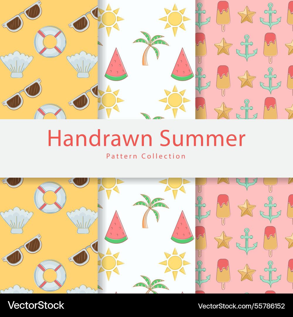 Set of summer elements patterns vector image