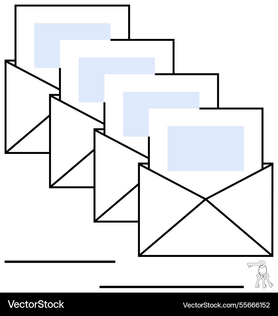 Stack of open envelopes with letters arranged Stack of open envelopes with letters arranged vector image