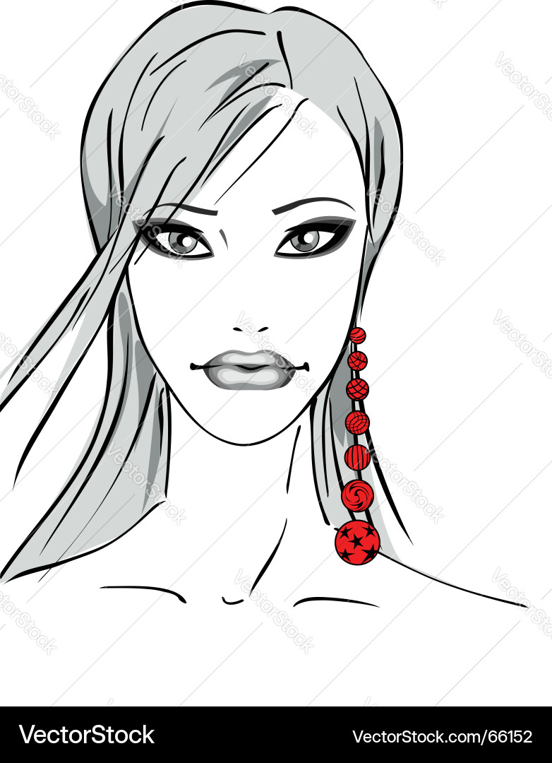 Stylish Woman with Earring Vector Image