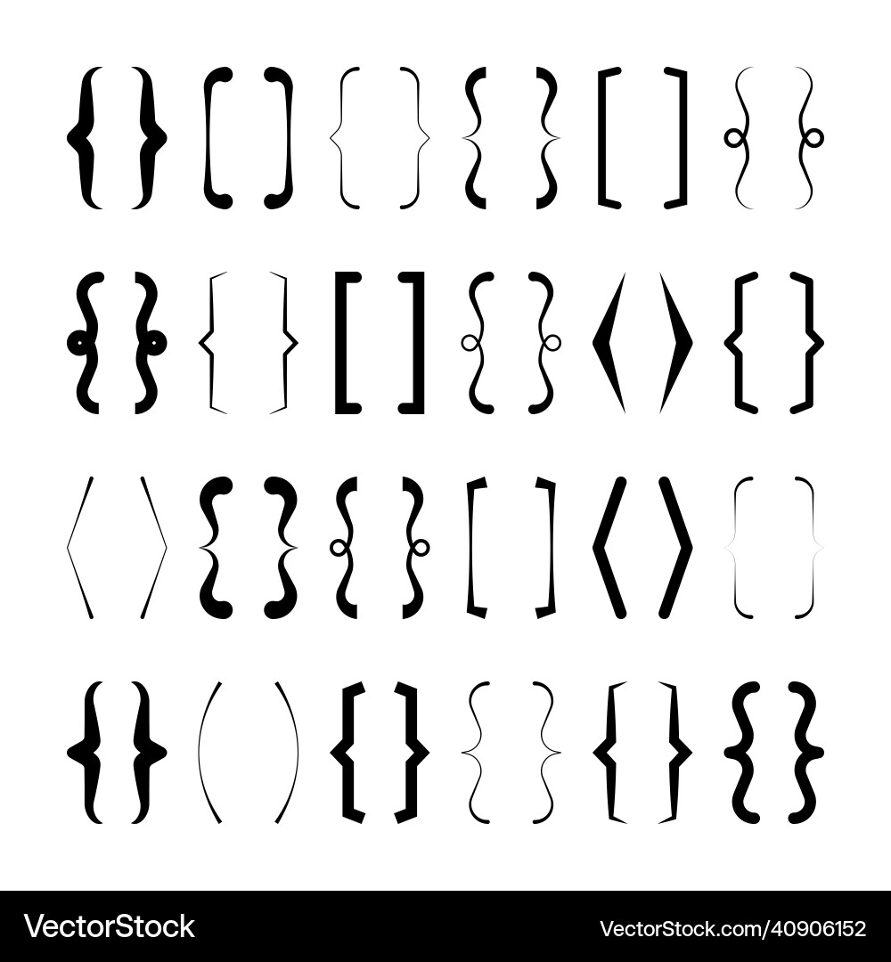 Text brackets collection black quotation box vector image