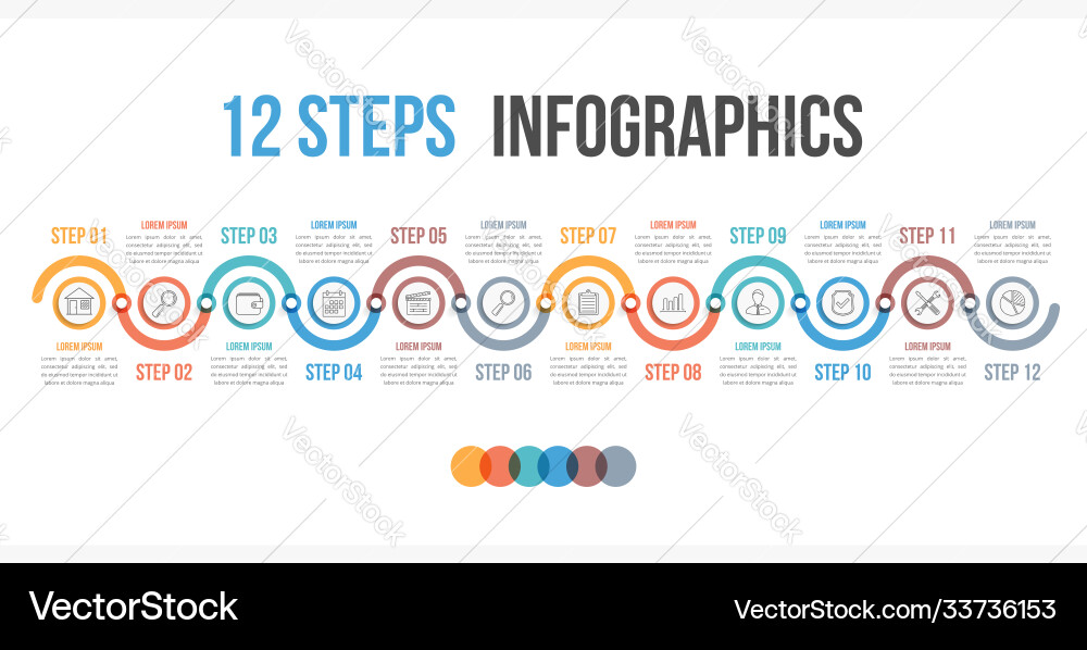 12 Steps Workflow Diagram vector image