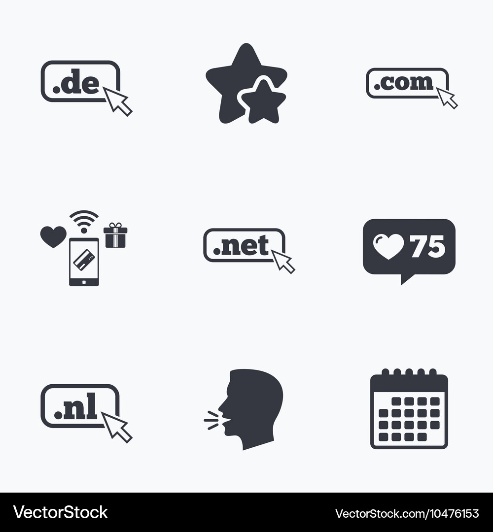Top-level domains signs de com net and nl Vector Image