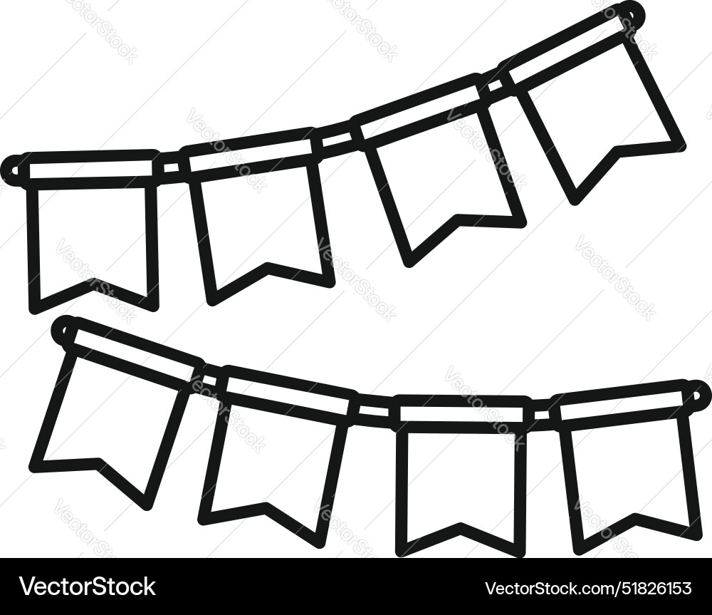 Two strings of bunting flags hanging on a white Two strings of bunting flags hanging on a white Vector Image