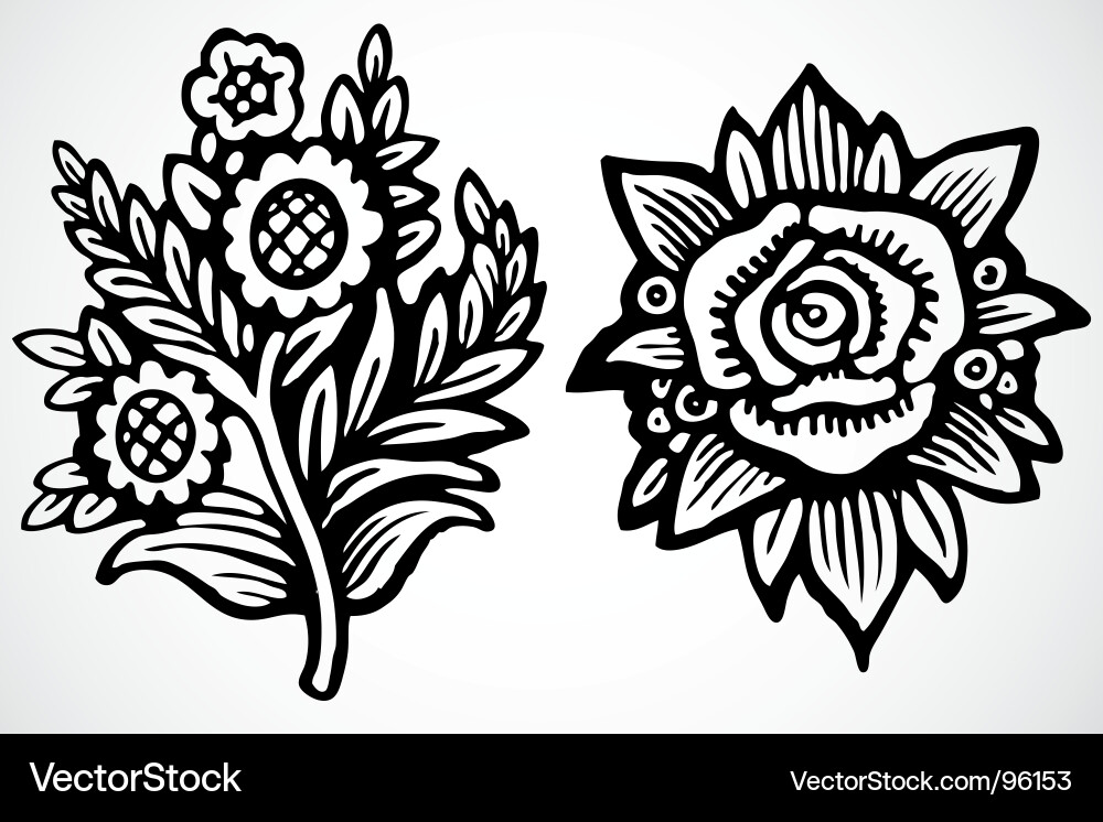 Vintage Traced Botanical Vector Image
