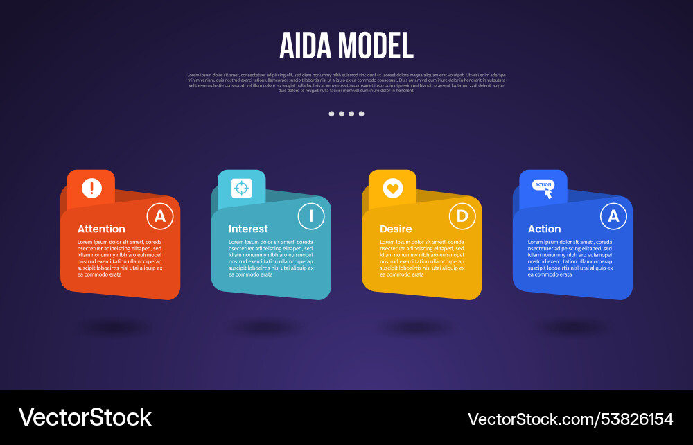 Aida model infographic template with folder box Vector Image
