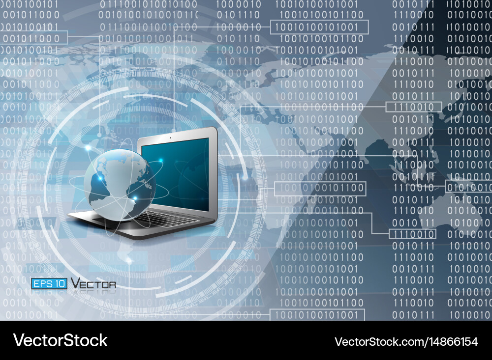 Binärcode und Weltkarte Computer vektorbild