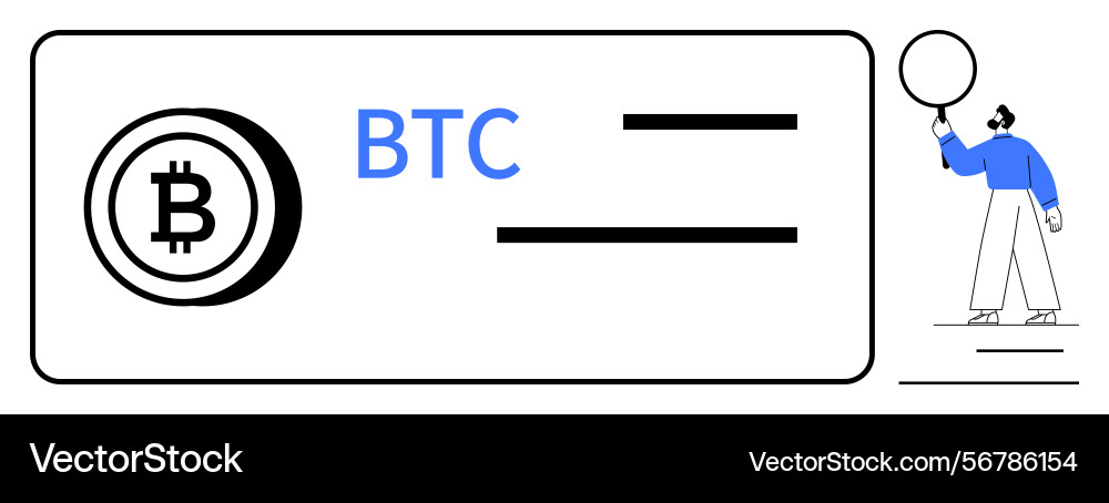 Bitcoin symbol with text and abstract figure vector image