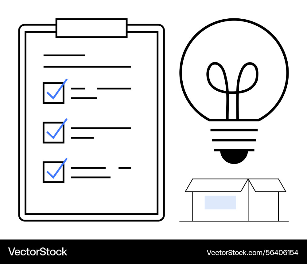Checklist with completed tasks lightbulb Checklist with completed tasks lightbulb vector image
