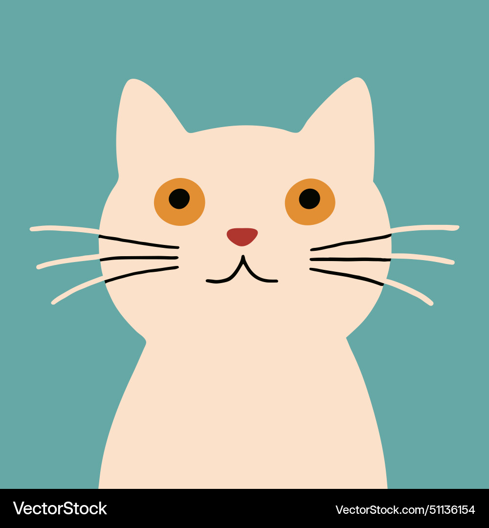 Freaky comic white cat on turquoise background Freaky comic white cat on turquoise background vector image