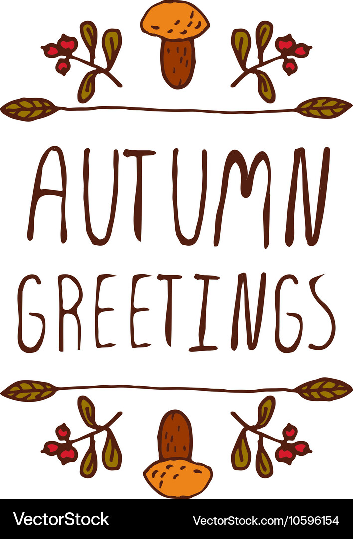 Handdrawn autumn element with text Vector Image