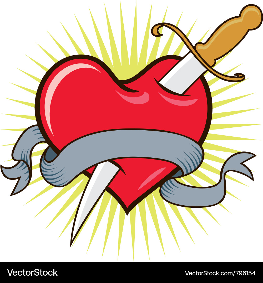 Heart Pierced by Knife Vector Image