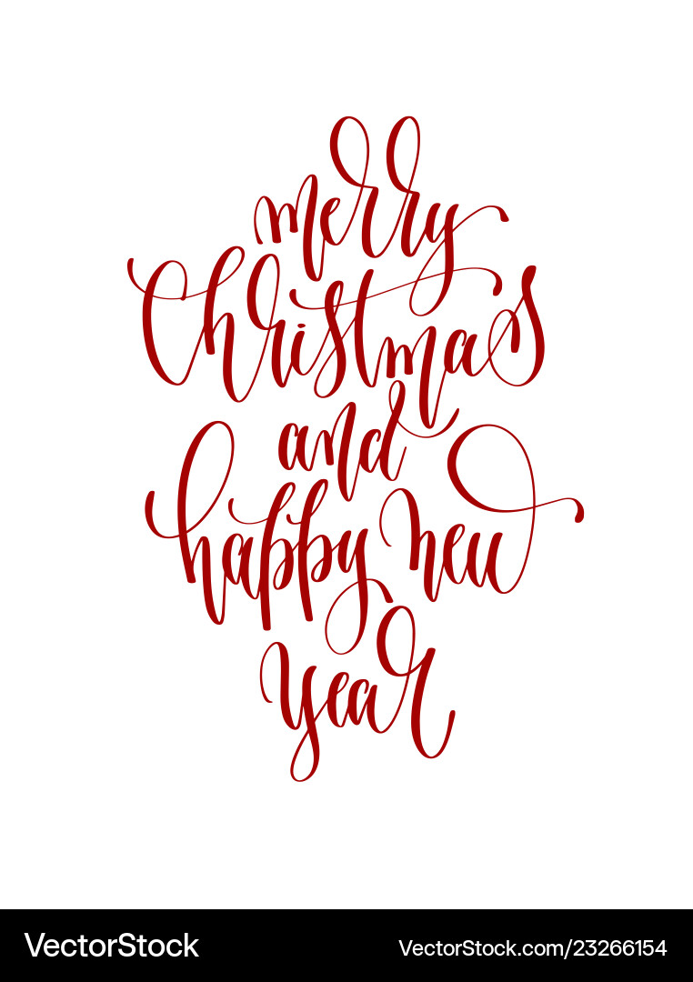Merry christmas and happy new year - hand Merry christmas and happy new year - hand vector image