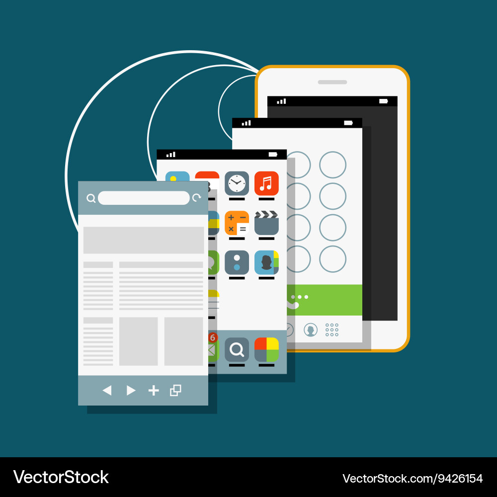 Modern smartphone with different application vector image